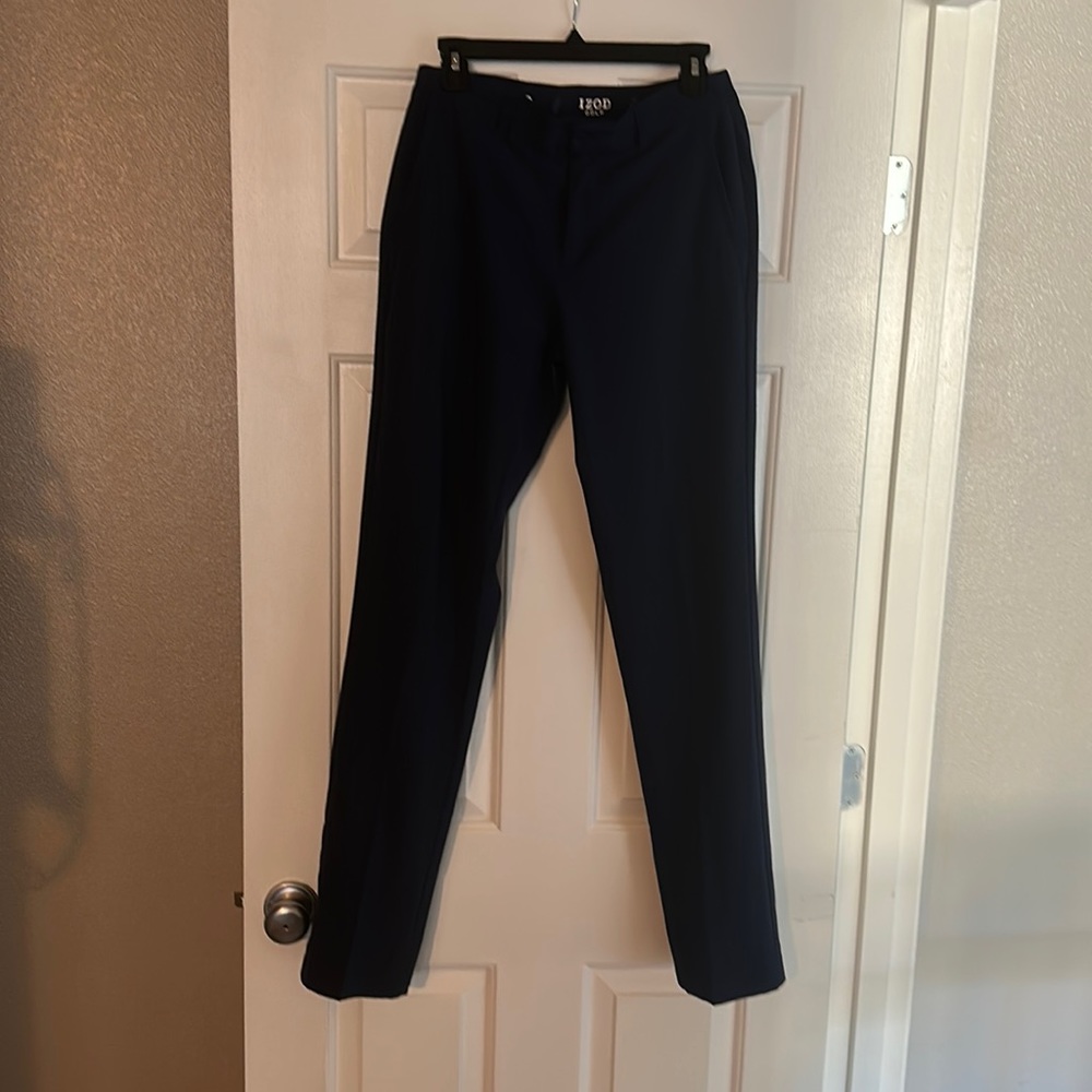 IZOD Golf Pants SwingFlex Navy Blue Slim Straight Lightweight